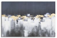 Quadro citt&agrave; astratta dipinta 120x80 nero grigio oro 40403 COLORI E LUCI