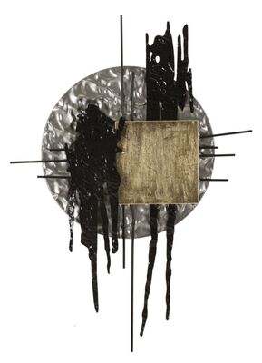 Quadro nero e oro moderno luna 71,8x100 verticale  43389