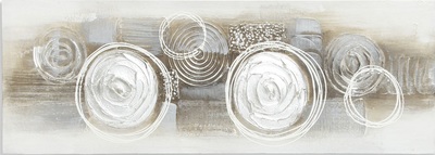 Quadro astratto moderno con cerchi e geometrie grigio tortora 90x30 39891 COLORI E LUCI