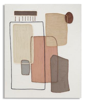 Quadro con disegno astratto e particolari in rilievo tortora cioccolato 80x100  41010