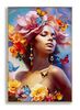 Quadro di donna colorato e vivace con capelli fioriti 62x92  43145