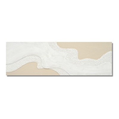 Quadro ghirigoro astratto materico bianco e tortora 150x50  45729