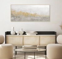 Quadro grande moderno astratto grigio oro largo 140x70  45742
