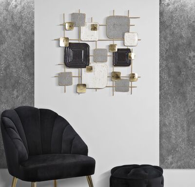 Quadro moderno in metallo quadretti su griglia 80cm  40495