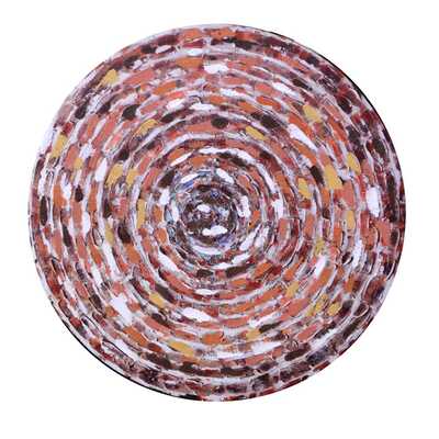 Quadro legno astratto noce e arancione rotondo 60cm 40181 COLORI E LUCI