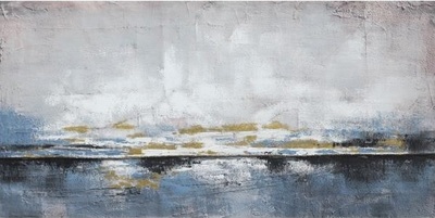 Quadro astratto materico dipinto blu e oro lungo orizzontale verticale 140x70 39901 COLORI E LUCI