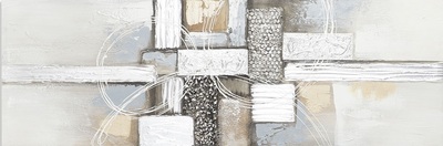 Quadro lungo astratto grigio tortora dettagli materici 120x40 - 40x120 40368 COLORI E LUCI