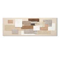 Quadro lungo astratto grigio tortora dettagli materici 150x50  45738
