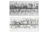 Particolare di Quadro citt&agrave; astratta 120x60CM skyline grigio e azzurro materico  45771