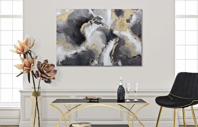 Quadro mare turbolento onde increspate astratto 120x80  40338