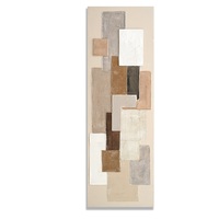 Quadro materico moderno mosaico toni tortora e grigio astratto 150x50  45739