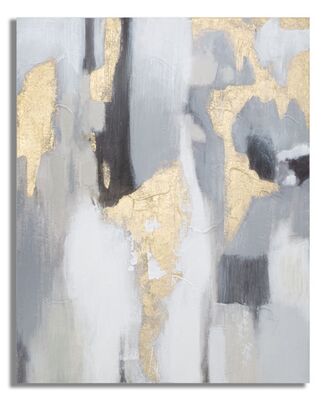 Quadro moderno astratto con blocchi grigio nero e oro 80x100  40334