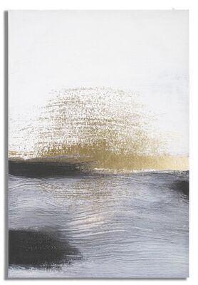 Quadro moderno astratto orizzonte nero grigio oro 80x120  40399
