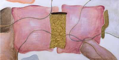 Quadro moderno astratto orizzontale verticale lungo oro rosa tortora 120x60 40082 COLORI E LUCI