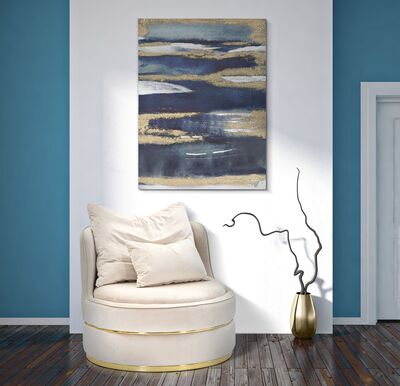 Quadro moderno astratto variazioni di blu 60x80cm  40324