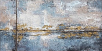Quadro moderno astratto materico dipinto su tela blu 140x70 39902 COLORI E LUCI