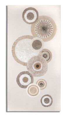 Quadro verticale orizzontale lungo 50x100 cerchi crema toni tortora 40855 COLORI E LUCI