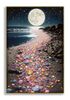 Quadro grande luna che sorge sul mare con cornice oro 60x90  45636