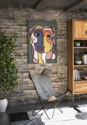 Quadro doppia faccia donna astratto 60x90cm colori accesi  40489