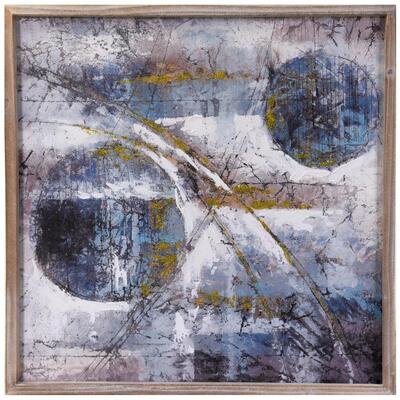 Quadro astratto stile moderno sfere blu e particolari grigio tortora e oro 60x60 39992 COLORI E LUCI