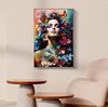 Quadro testa di donna con fiori e farfalle sulla testa 62x92  43144 - foto 5