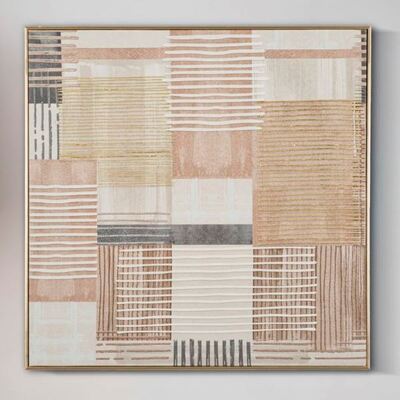 Quadro geometrie astratte tortora sabbia avorio e tabacco 60x60  43994