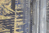 Particolare Quadro trittico grande 120x120 su tela astratto moderno blu bianco e oro