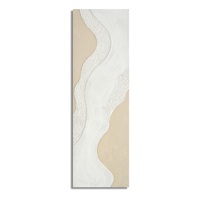 Quadro astratto verticale orizzontale con ghirigoro bianco e sabbia 150x50 cm  45730