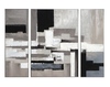 Quadro trittico astratto su tela toni del girigio nero geometrico 140x100 43093 COLORI E LUCI