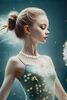 Immagine aggiuntiva di Quadro ballerina con abito etereo danza tra i soffioni toni azzurri 72x102  4