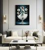 Quadro ballerina con abito etereo danza tra i soffioni toni azzurri 72x102  43134 - foto 5