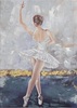 Quadro ballerina con braccio alzato e tut&ugrave; 70x100 blu rosa grigio e oro 40373 COLORI E LUCI