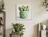 Quadro cactus fiorito stampa su tela laccata in vaso verde 40x40  43772 - foto 4
