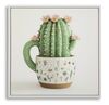 Quadro cactus in tazza con fiori rosa 40x40 stampa su tela laccata  43773