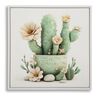 Quadro cactus elegante con fiori grandi 40x40 stampa su tela laccata  43775