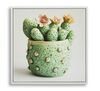 Quadro cactus fiorito stampa su tela laccata in vaso verde 40x40  43772