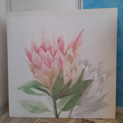 Quadro fiore di cactus 60x60 sfondo chiaro 39947 COLORI E LUCI