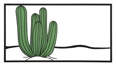 Quadro semplice in metallo cactus verde 60x33  41712
