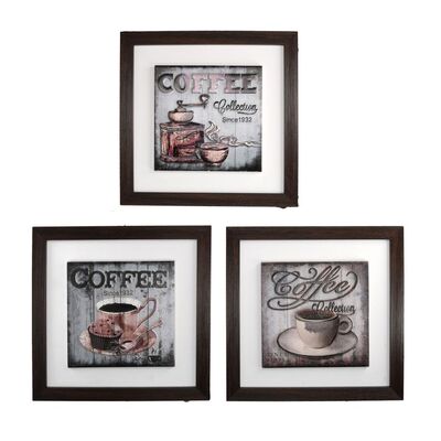 Set 3 quadretti 31,5x31,5 caff&egrave;  38054