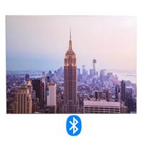 Quadro alba sui grattacieli citt&agrave; che si risveglia 80x60 con bluetooth 43525 COLORI E LUCI