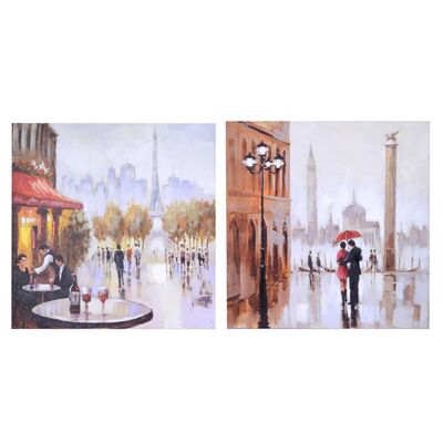 Set 2 quadri con Parigi e Venezia 60x60cm  38966