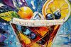 Particolare di Quadro cocktail esplosione di colore e ghiaccio decorato su tela laccata 62x92  43988