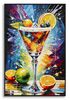 Quadro cocktail esplosione di colore e ghiaccio decorato su tela laccata 62x92  43988