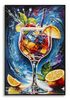 Quadro vortice blu cocktail e agrumi in movimento freschezza e ritmo 62x92  43989