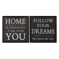 Quadri neri scritte bianche Home is wherever I am with you 50x50 37640 COLORI E LUCI