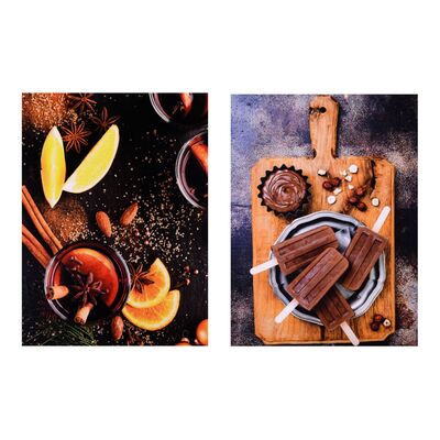Due quadretti cibo goloso 30x40cm cannella e cioccolato sfondo scuro 38852 COLORI E LUCI