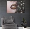 Quadro bocca di donna rossetto e perle nere 120x80cm  40504 - foto 4