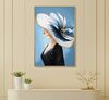Quadro donna azzurro cappello fiorito chic senza tempo 62x92  43151 - foto 5
