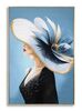 Quadro donna azzurro cappello fiorito chic senza tempo 62x92  43151