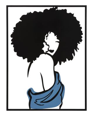 Quadro metallo donna chioma capelli ricci 60x80  41710